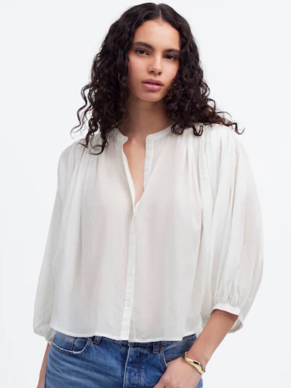 NWT Perfect MADEWELL Shirred Balloon Sleeve Top XS